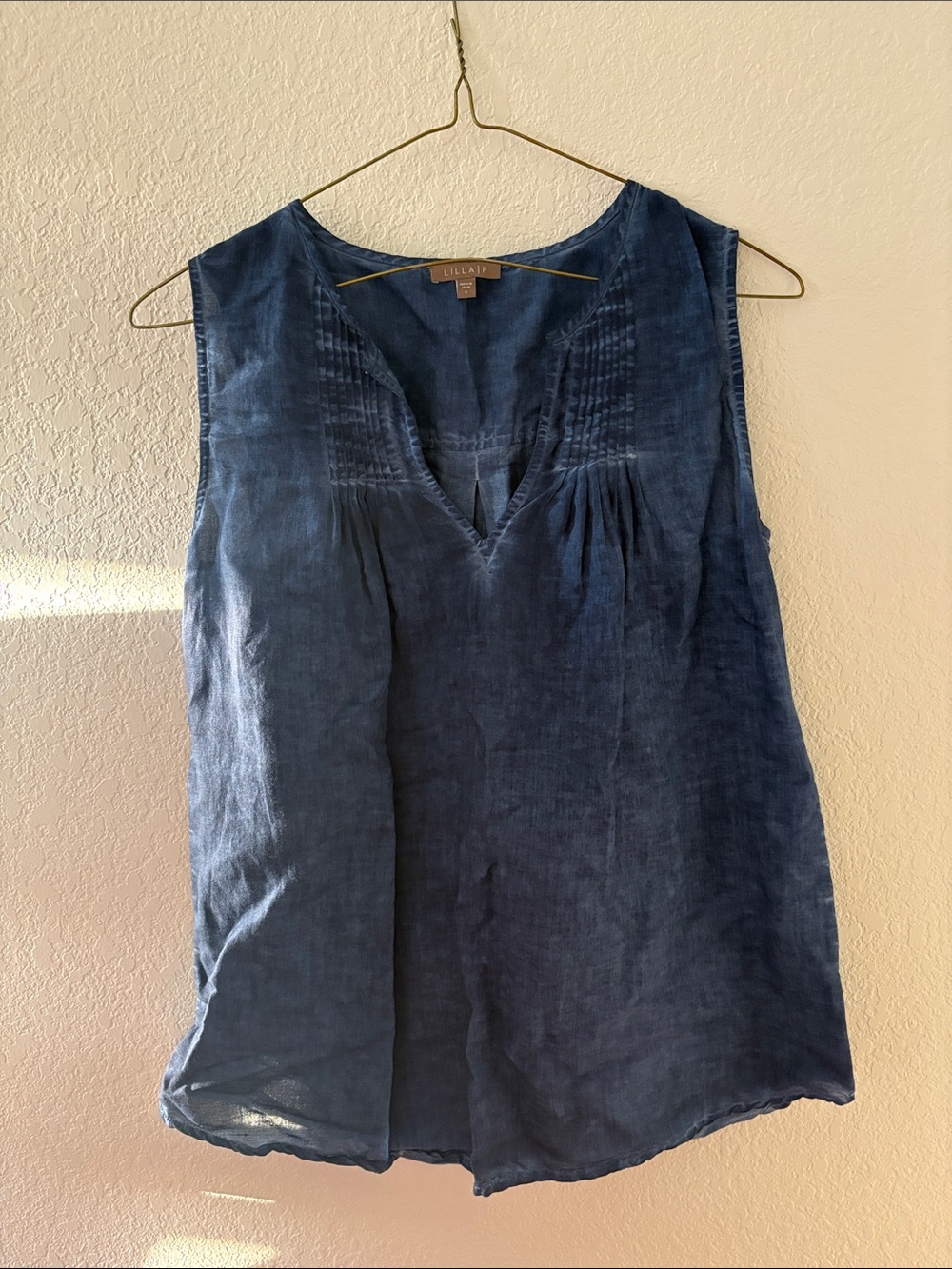 Lilla P Navy Cotton Linen Blend Tank